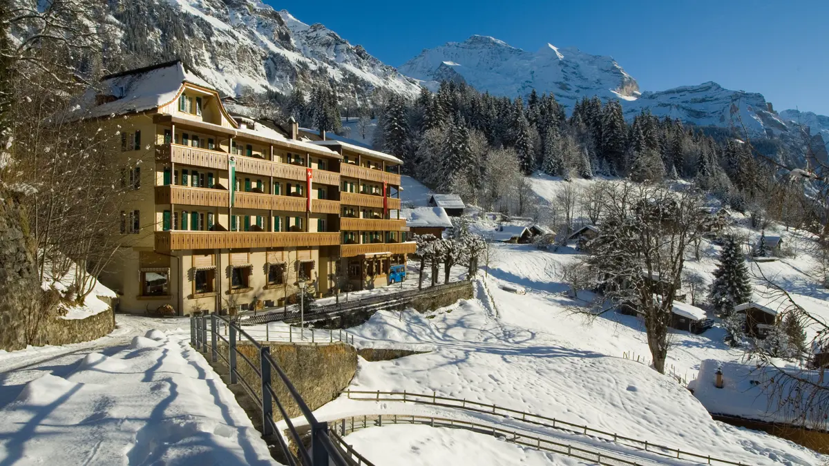 Hotel Alpenrose Wengen Winter Exterior