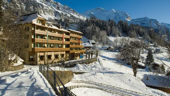 Hotel Alpenrose Wengen Winter Exterior