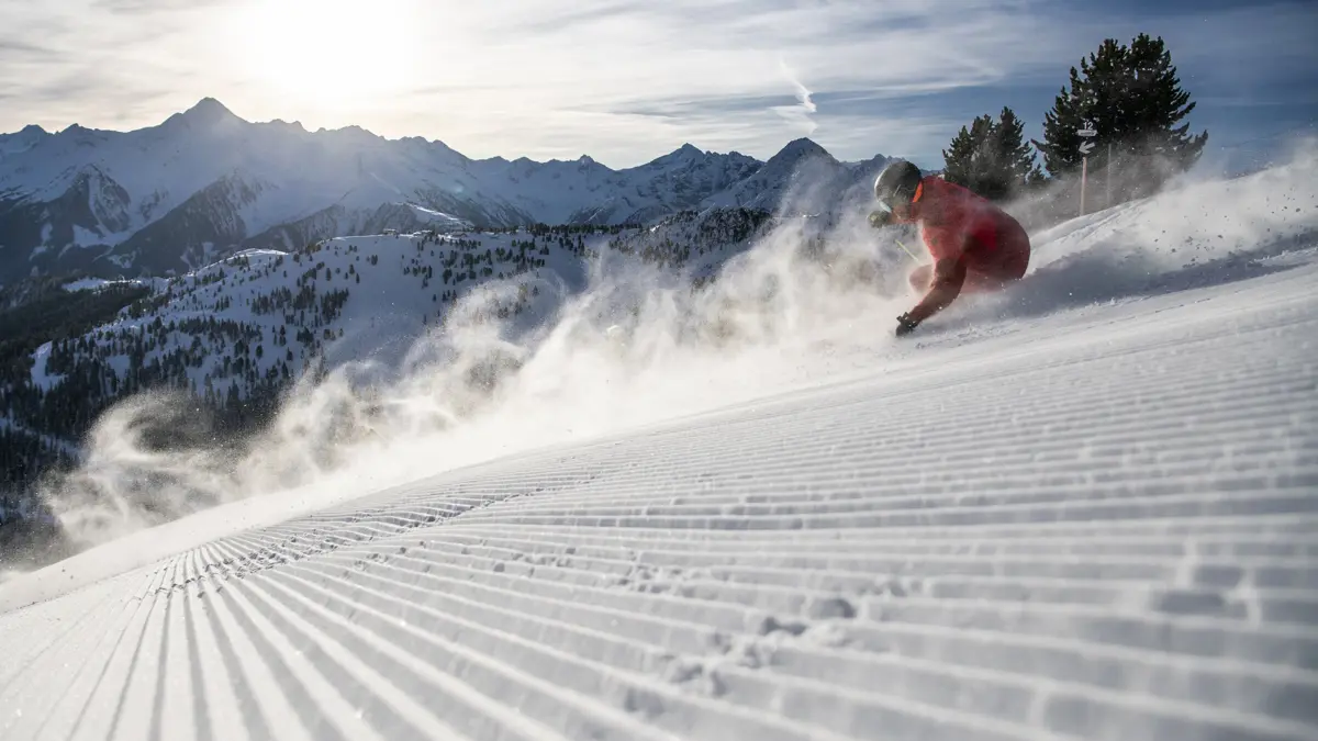 Mayrhofen Ski Resort Austria Skiers Dominic Ebenbichler
