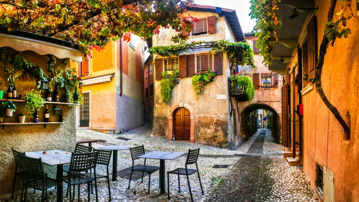 Malcesine Lake Garda Cobbled Streets In Malcesine Old Town