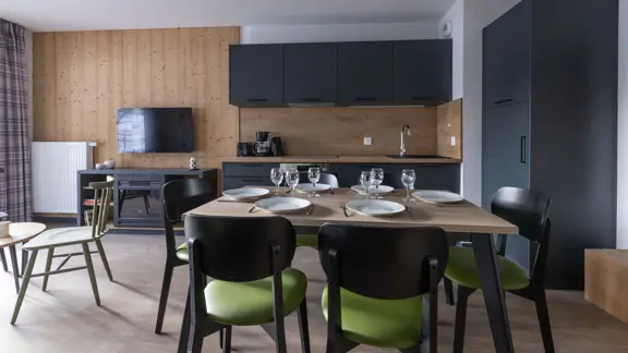 Typical apartment dining and kitchen area 