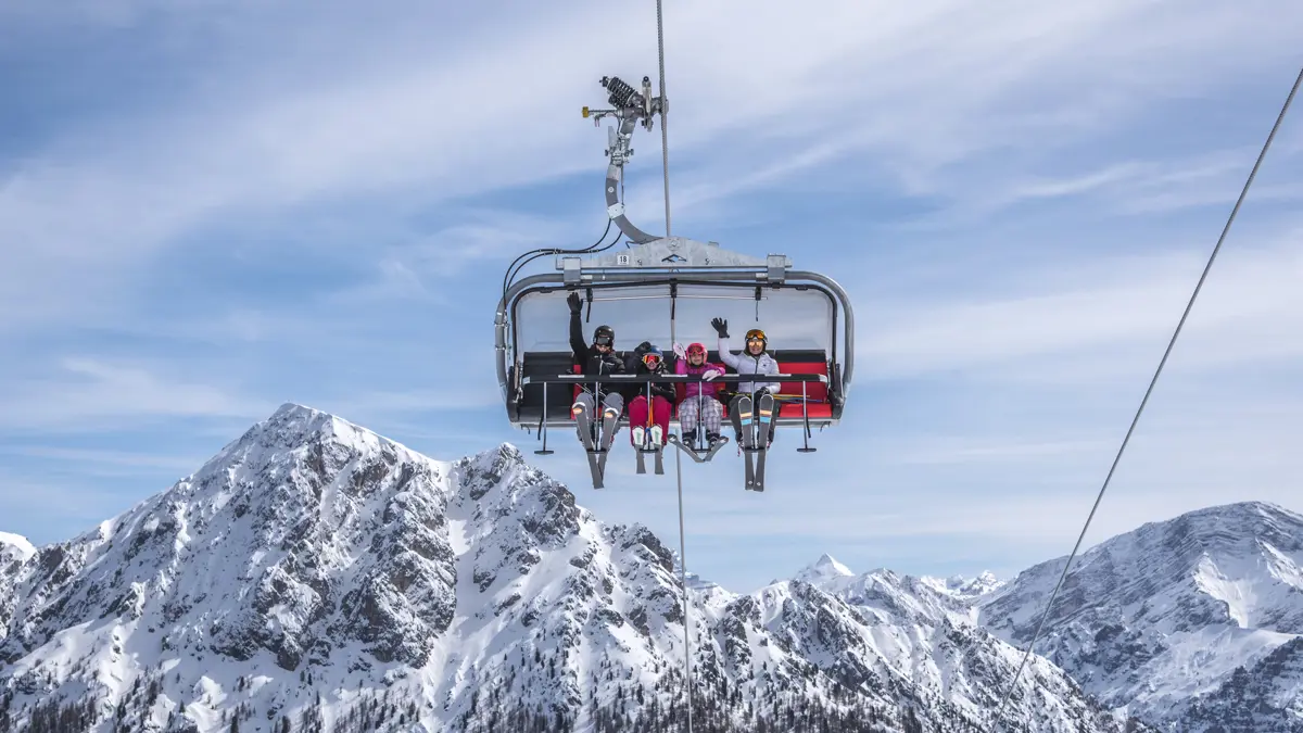 Family on a chair lift