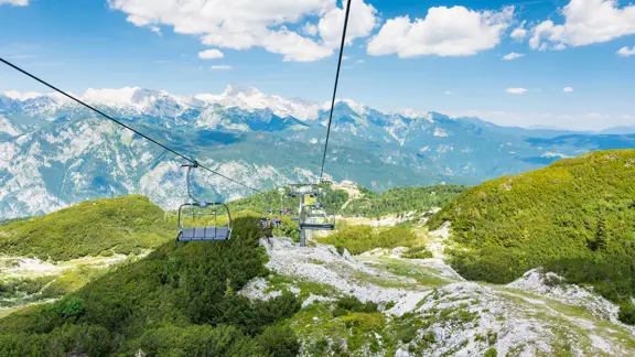 Lake Bohinj Vogel Chair Lift in summer Slovenia