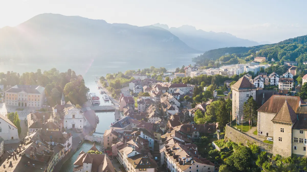 Lake Annecy View Over Canals