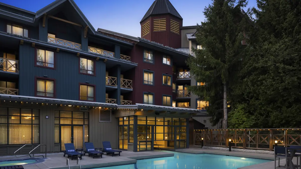 Delta Whistler YSEWV Exterior Pool Dusk