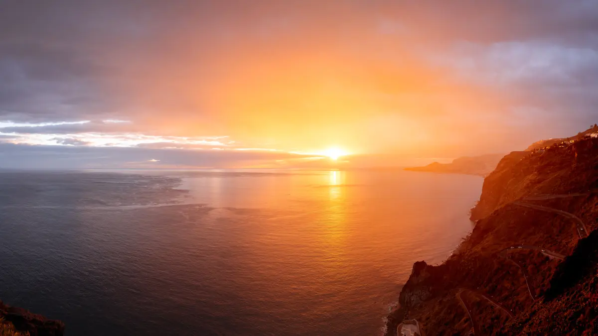 Canico Madeira Sunset And The Coastal Cliffs