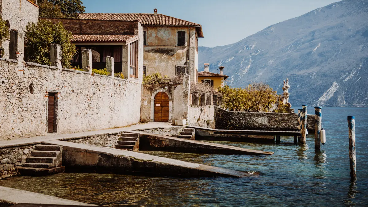 Limone Lake Garda Old Buildings On The Lakeside
