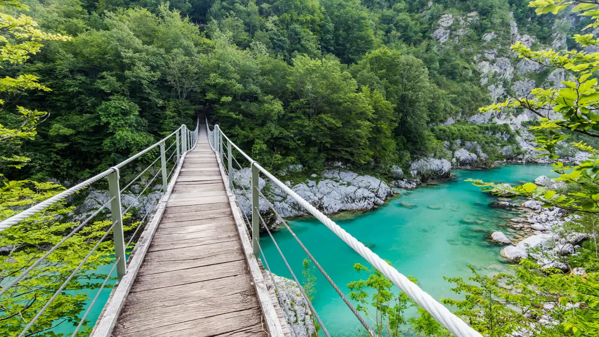 Bovec bridge over Soča river
