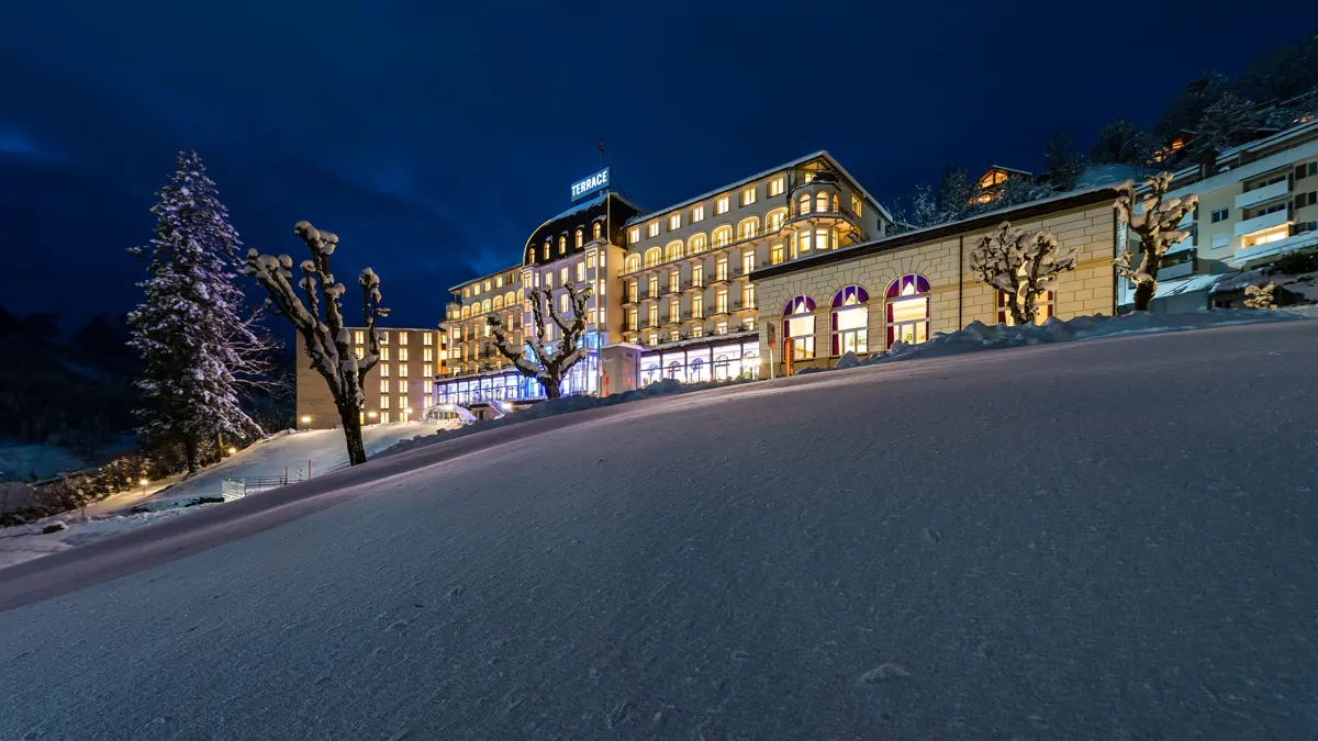 Hotel Terrace Engelberg Winter Exterior Evening