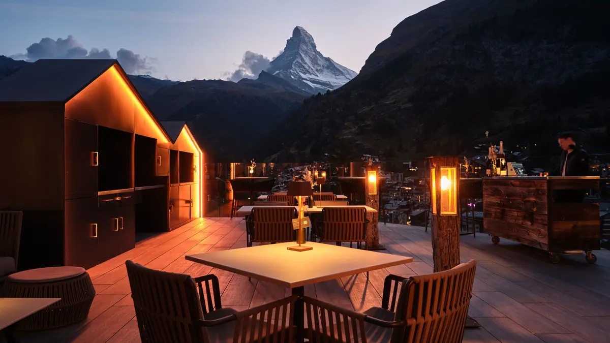 Hotel Schonegg Zermatt Terrace At Night