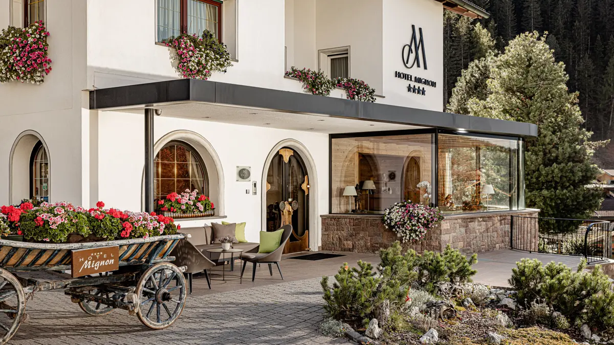 Italy, Dolomites, Selva, Hotel Mignon, Entrance