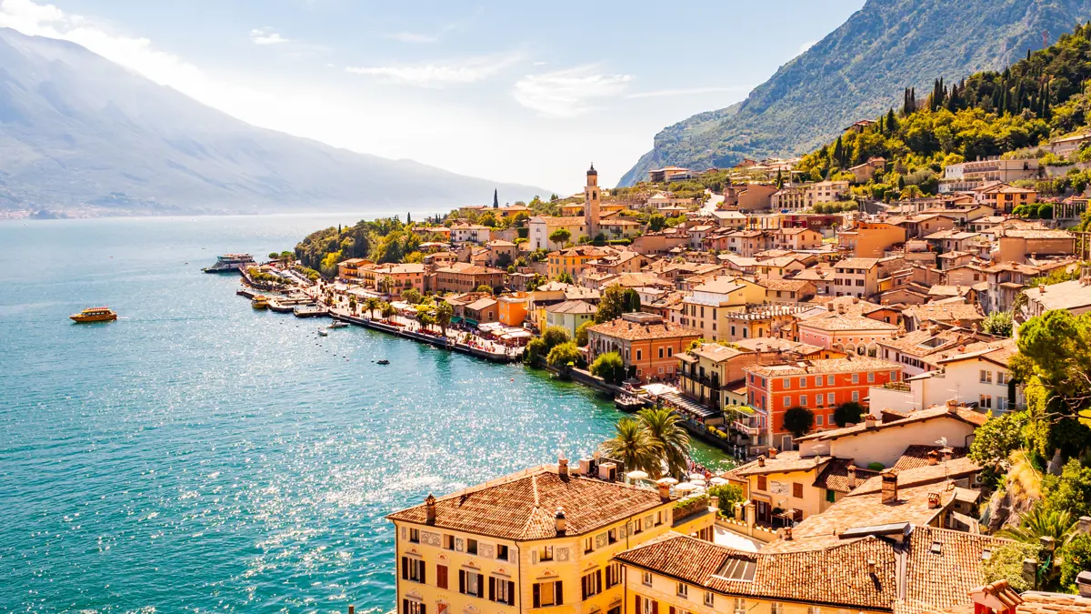 Limone Lake Garda Limone Lakeside View With Glistening Water
