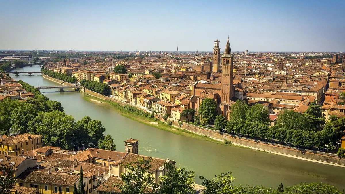 Verona Italy View Of The Adige River