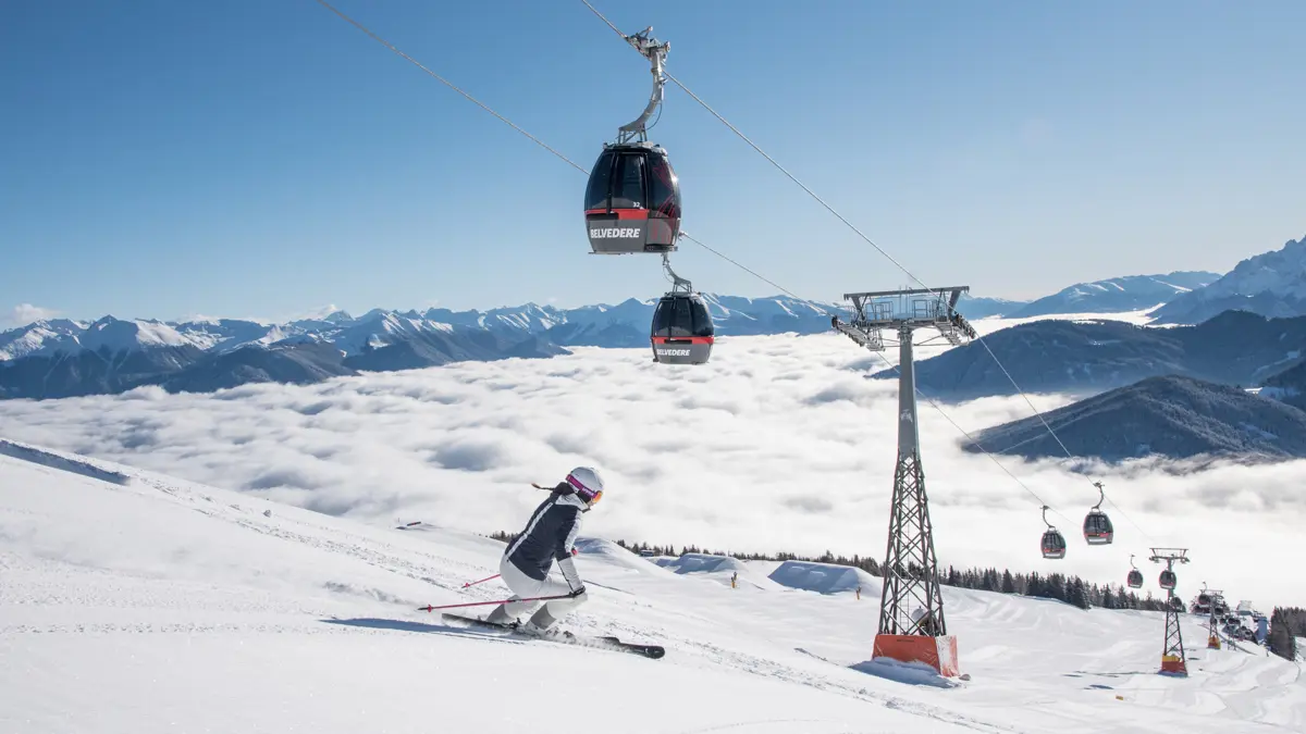 Skiing above the clouds
