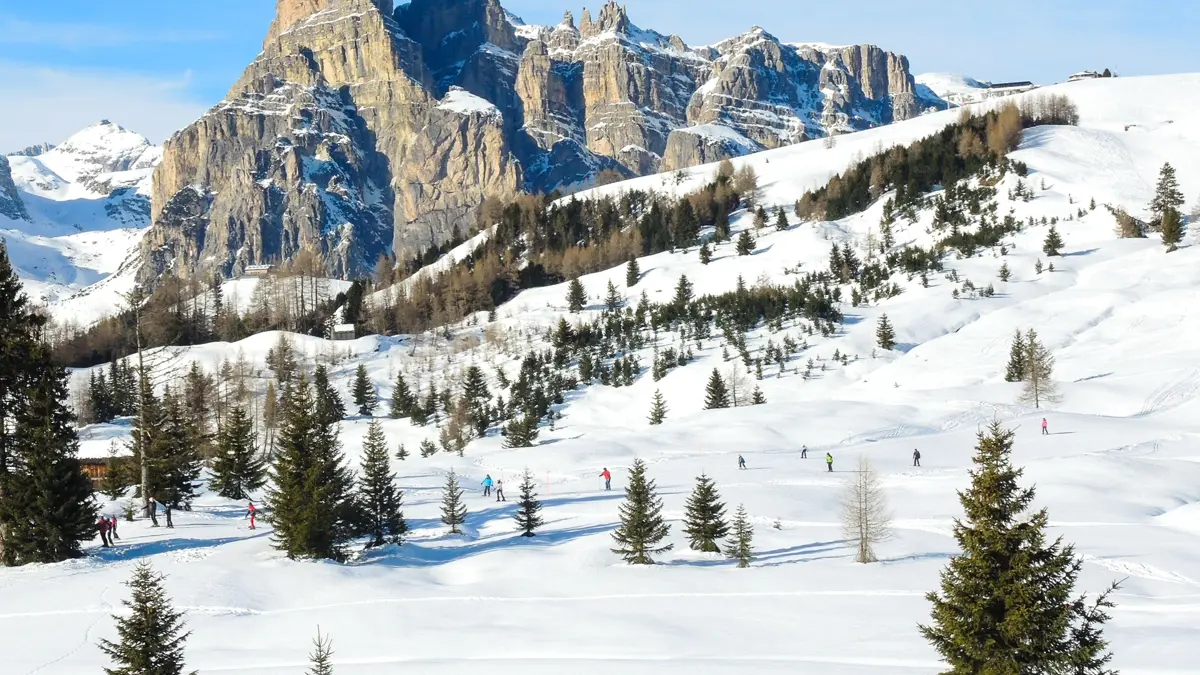 Alta Badia ski area and mountain backdrop