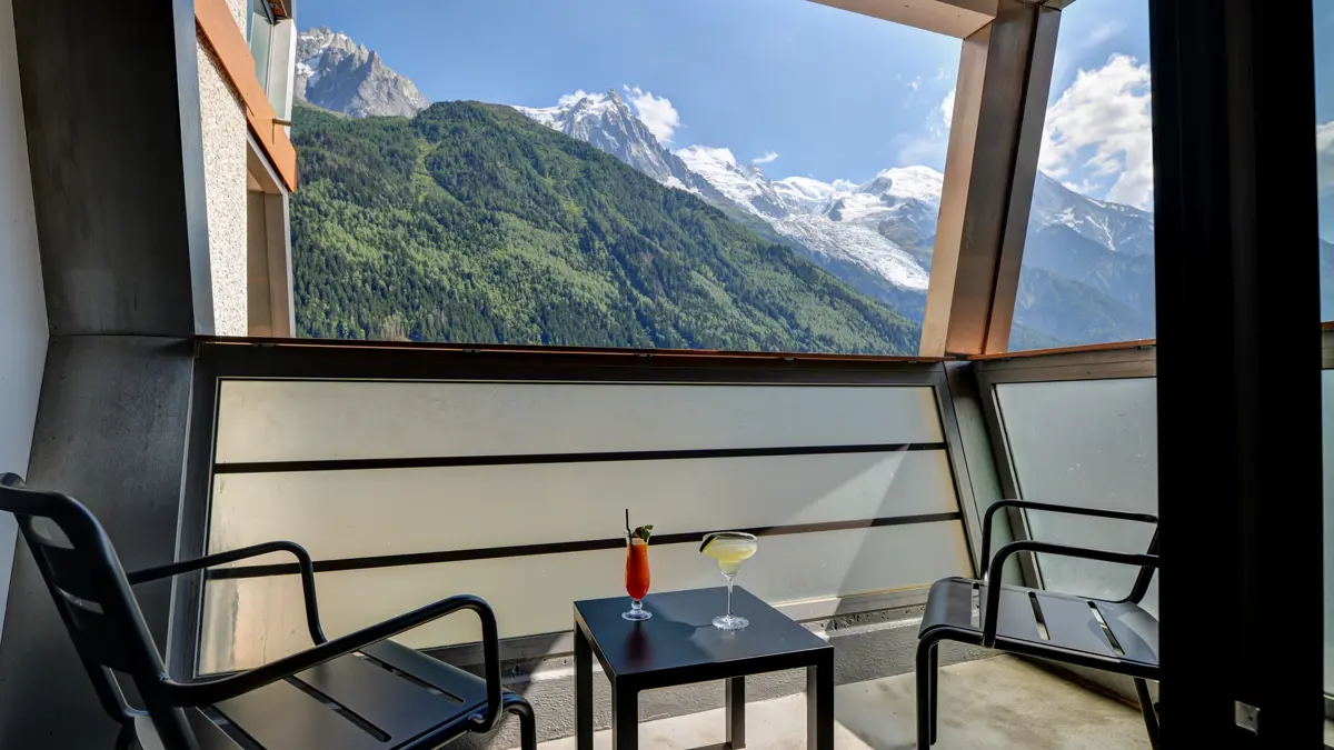 Hotel Alpina Chamonix Balcony View in summer