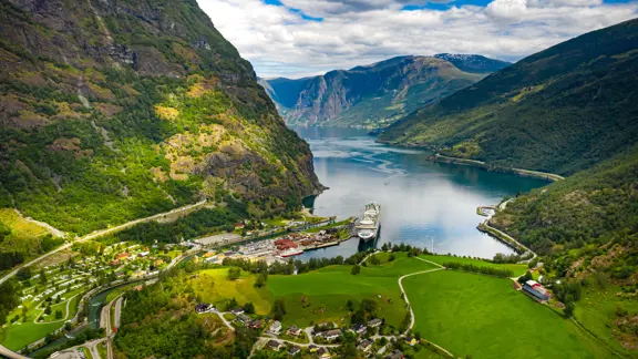 Flam Aurland Norway Flam town from Above Andrey Armyagov
