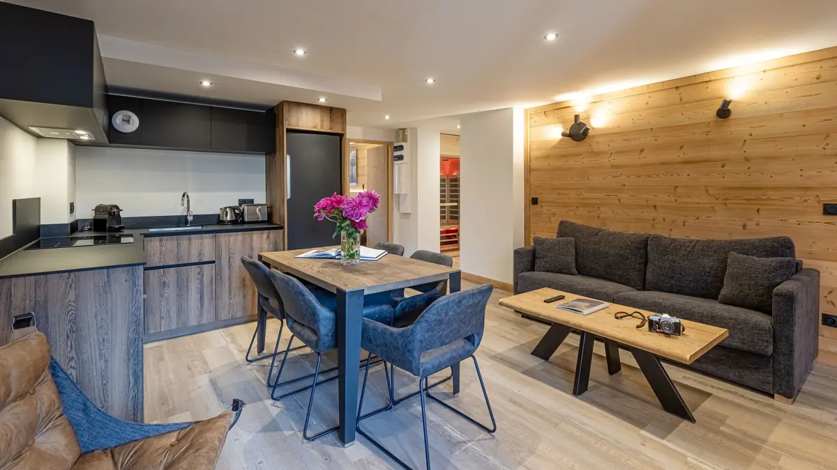 Residence W2050 La Plagne One Bedroom Apartment Kitchen And Lounge 5